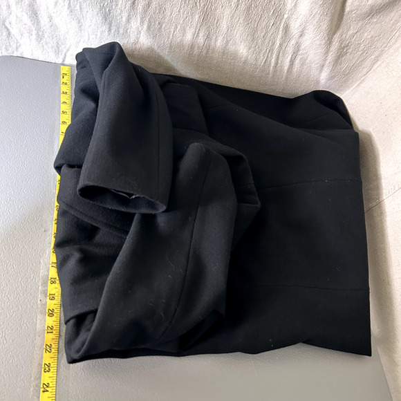 VTG Stephanie Mathews Womens Black 100% Wool Over Coat Size 14 Petite Long Line - Picture 8 of 10